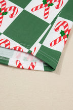 Green Holly Jolly Checkered Pattern 2pcs Long Pajama Set
