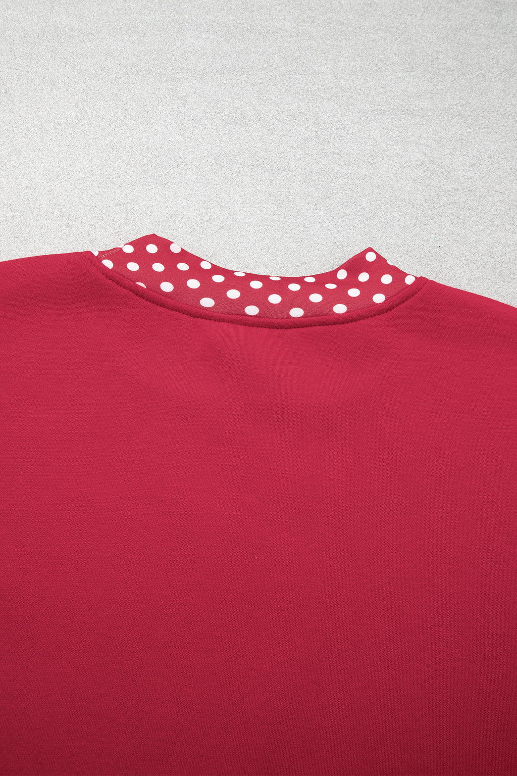 Red Dahlia Colorblock Polka Dot Contrast Trim Oversized Sweatshirt