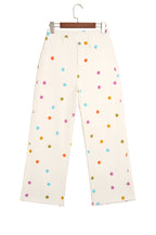 White High Waist Polka Dot Straight Leg Casual Jeans