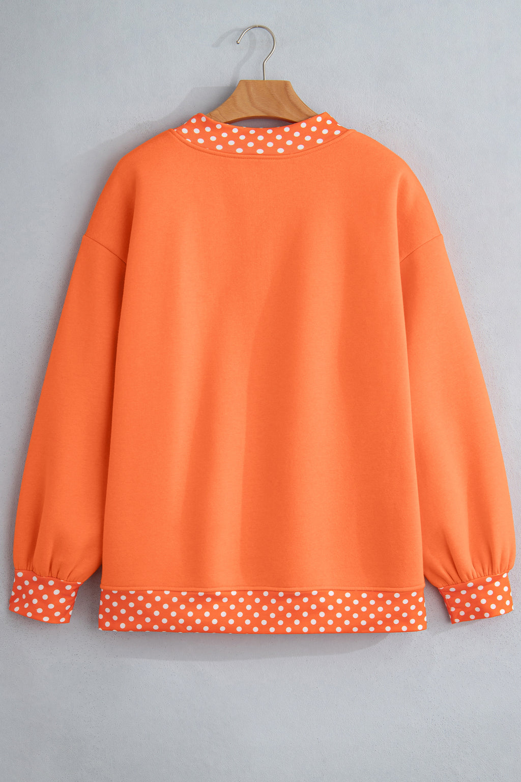 Red Dahlia Colorblock Polka Dot Contrast Trim Oversized Sweatshirt