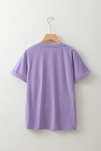 Wisteria Glitter Trim Chenille Ghost Patched Halloween Graphic Tee