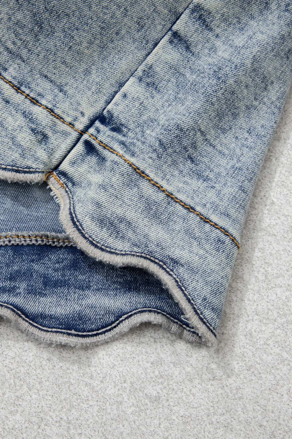 Myosotis Scalloped Detail Button Front Short Denim Skirt