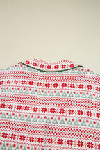 White Christmas Pattern Print Shirt Style Long 2pcs Pajama Set