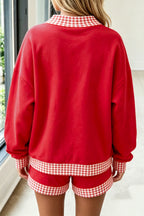 Evergreen Polka Dot Trim Baggy Pullover 2pcs Short Set