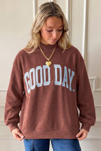 Clay Polka Dot/GOOD DAY Print Reversible Mock Neck Pullover Sweatshirt