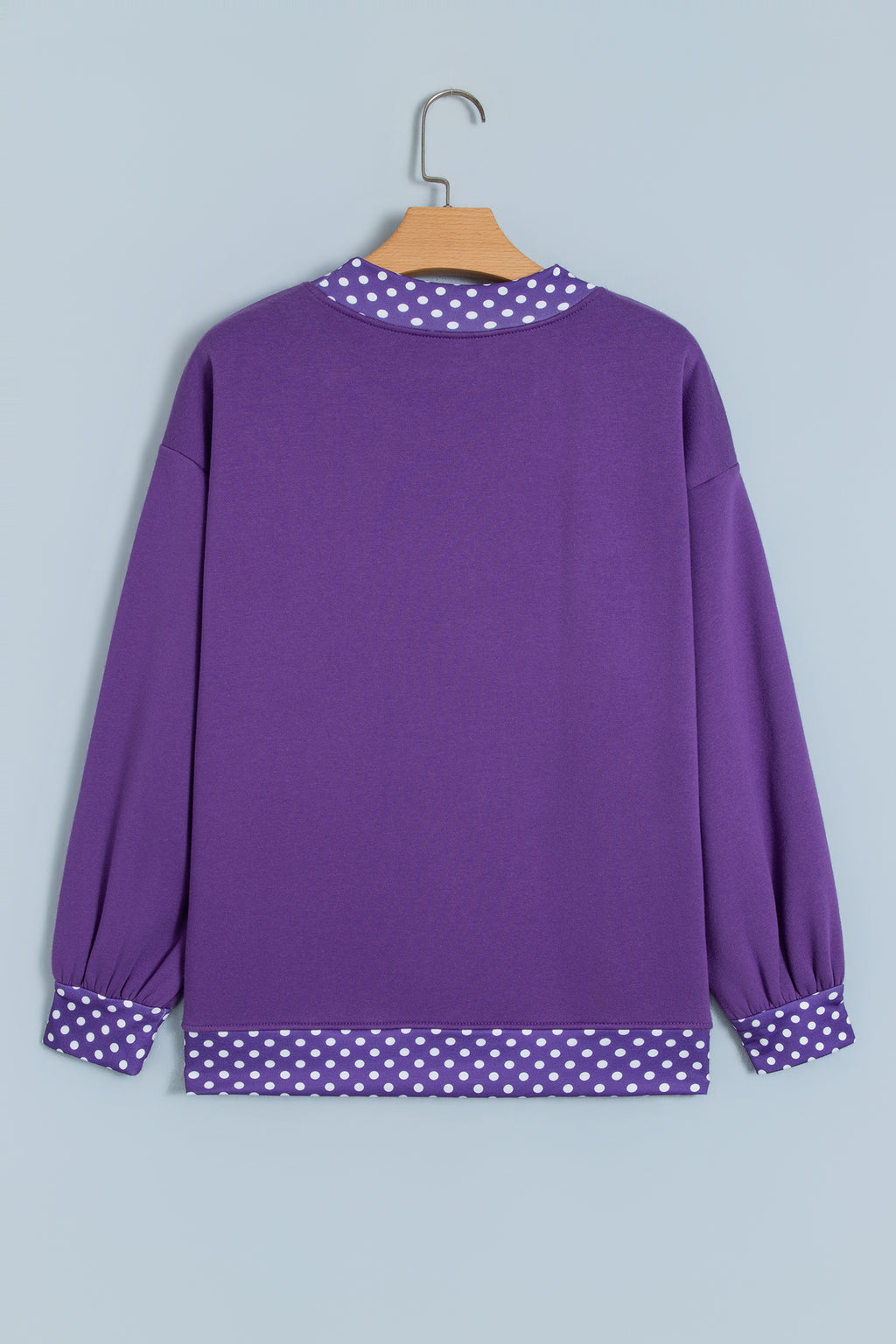 Red Dahlia Colorblock Polka Dot Contrast Trim Oversized Sweatshirt