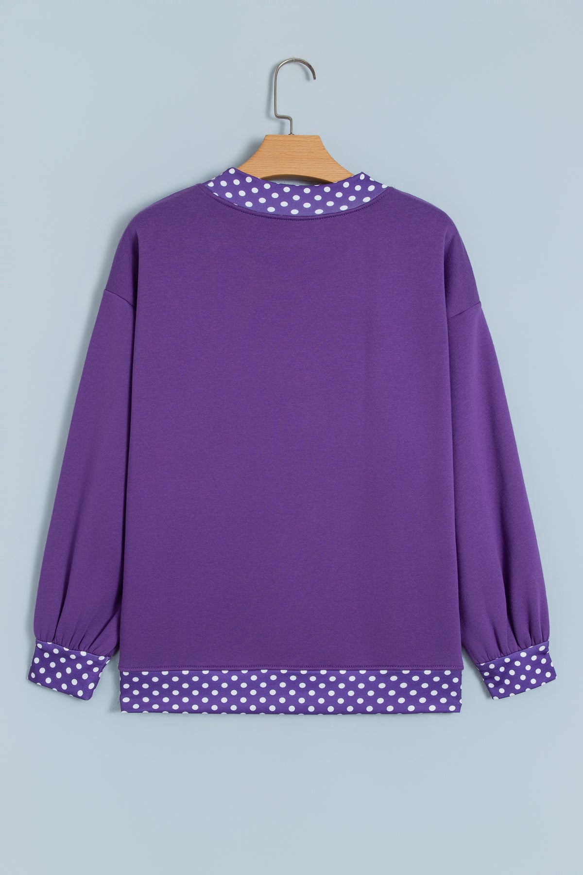 Red Dahlia Colorblock Polka Dot Contrast Trim Oversized Sweatshirt