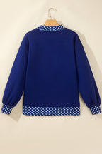 Red Dahlia Colorblock Polka Dot Contrast Trim Oversized Sweatshirt