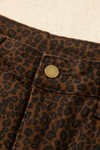 Brown Casual Leopard Print Full-Length Regular Fit Jeans