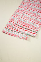 White Christmas Pattern Print Shirt Style Long 2pcs Pajama Set