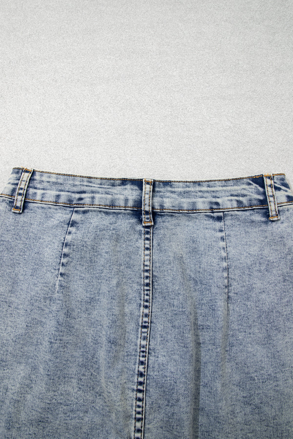 Myosotis Scalloped Detail Button Front Short Denim Skirt