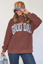 Clay Polka Dot/GOOD DAY Print Reversible Mock Neck Pullover Sweatshirt