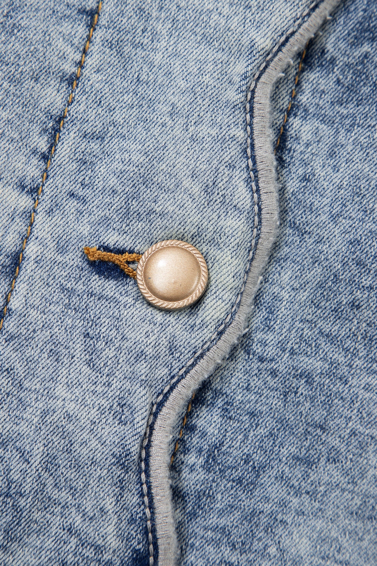 Myosotis Scalloped Detail Button Front Short Denim Skirt