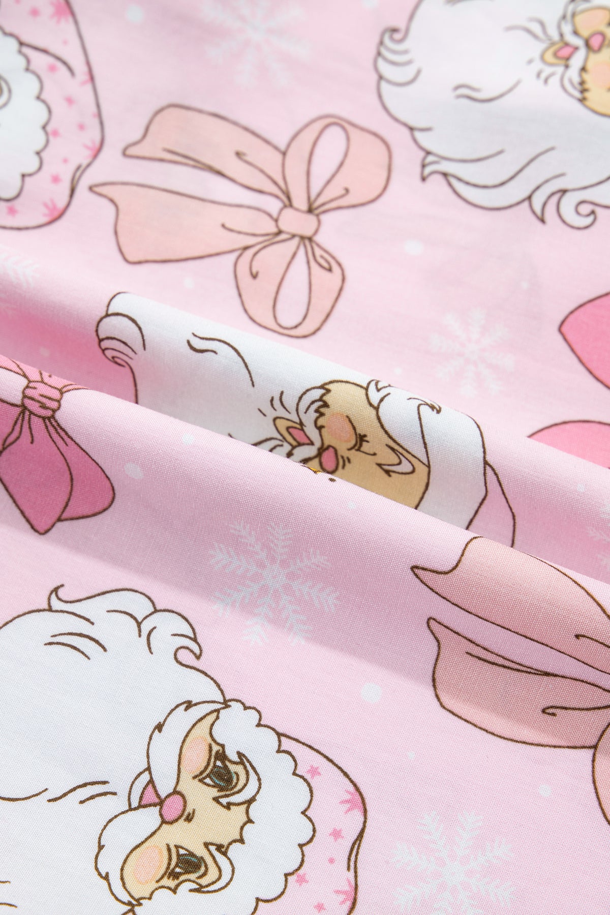 Pink Santa Print Paneling Shift Silhouette Short Sleeve Lounge Set
