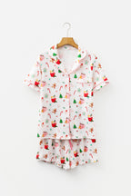 White Christmas Spirits Shirt Style 2pcs Short Pajama Set