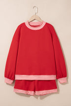 Evergreen Polka Dot Trim Baggy Pullover 2pcs Short Set