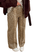 Brown Cheetah Print Pocketed Casual Shift Jeans