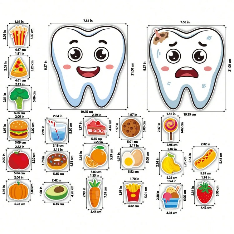 22Pcs Kids Dental Health Felt Set Oral Hygiene Food Sorting Educational Toy for Home And Classroom Learning