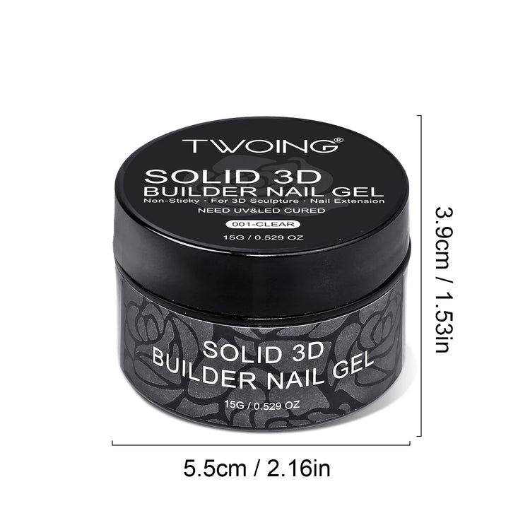 TWOING 15g Clear & White Non Stick Hand Extension Gel 3D Shaping Sculpting Carving Nail Art Solid Hard Gel for Fake Nail