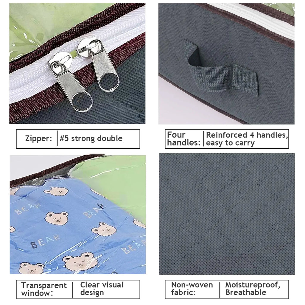 Foldable Under Bed Storage Containers with Clear Window Underbed Toy Organizers and Clothing Storage Bags Closet Storage Bins