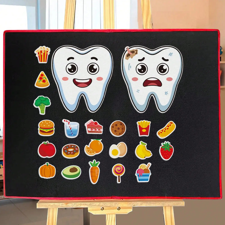 22Pcs Kids Dental Health Felt Set Oral Hygiene Food Sorting Educational Toy for Home And Classroom Learning