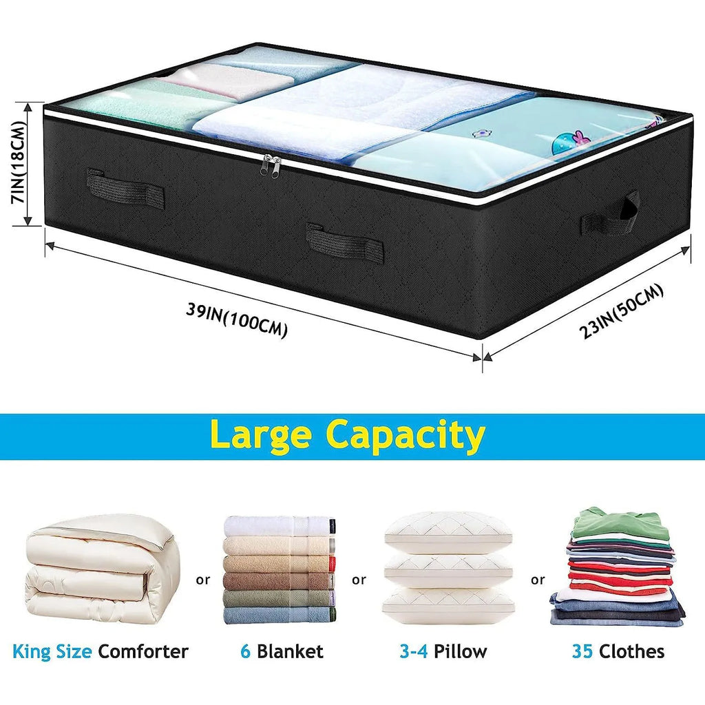 Foldable Under Bed Storage Containers with Clear Window Underbed Toy Organizers and Clothing Storage Bags Closet Storage Bins