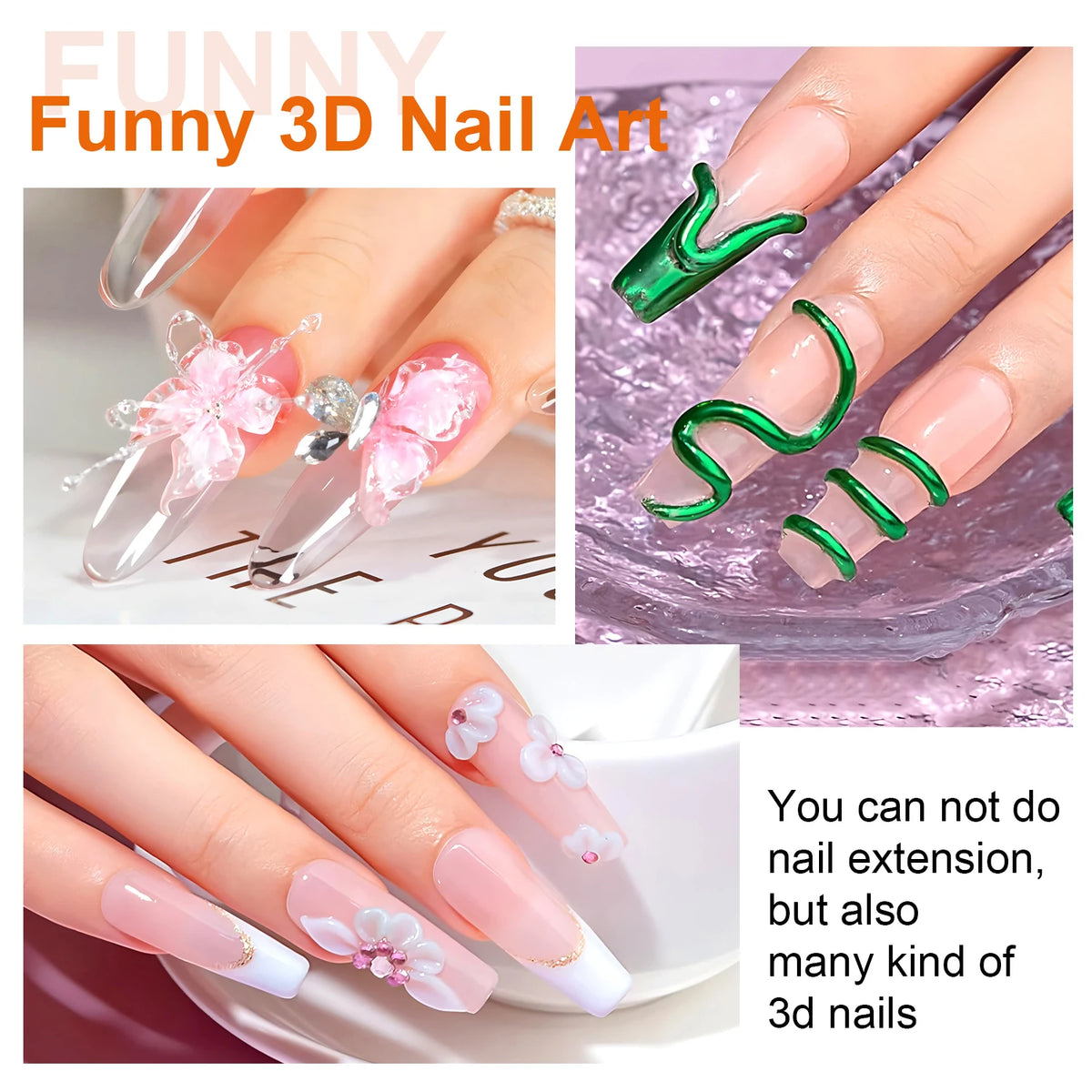 TWOING 15g Clear & White Non Stick Hand Extension Gel 3D Shaping Sculpting Carving Nail Art Solid Hard Gel for Fake Nail