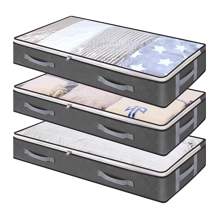 Foldable Under Bed Storage Containers with Clear Window Underbed Toy Organizers and Clothing Storage Bags Closet Storage Bins