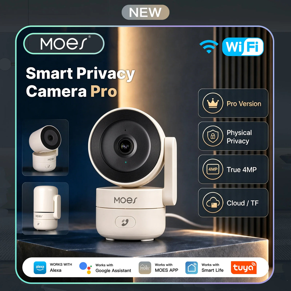 MOES Tuya WiFi Indoor Pan/Tilt Smart Security Camera 4MP HD Infrared Night Vision Motion Sound Detection Monitor Surveillance