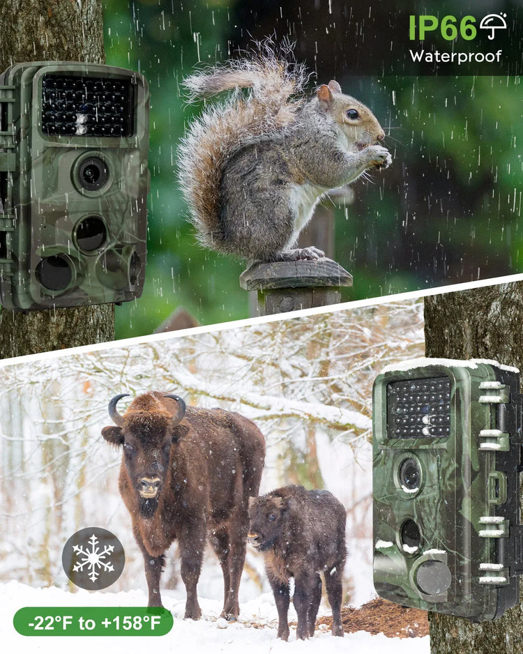 Trail Camera 4K 32MP Night Photo Video Multifunction Outdoor Hunting Animal Observation Monitor IP66 Waterproof Hunting Camera