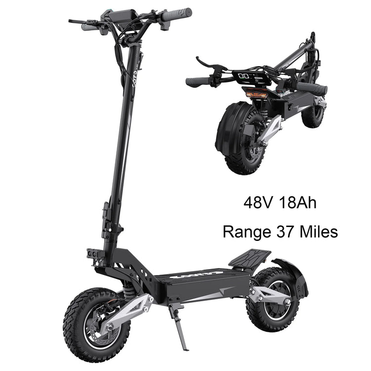 OOTD T10 900W Electric Scooter 48V 13.5AH/18AH Battery Range 28-37Miles 11" Off-Road Tires Foldable Lightweight Mobility Scooter