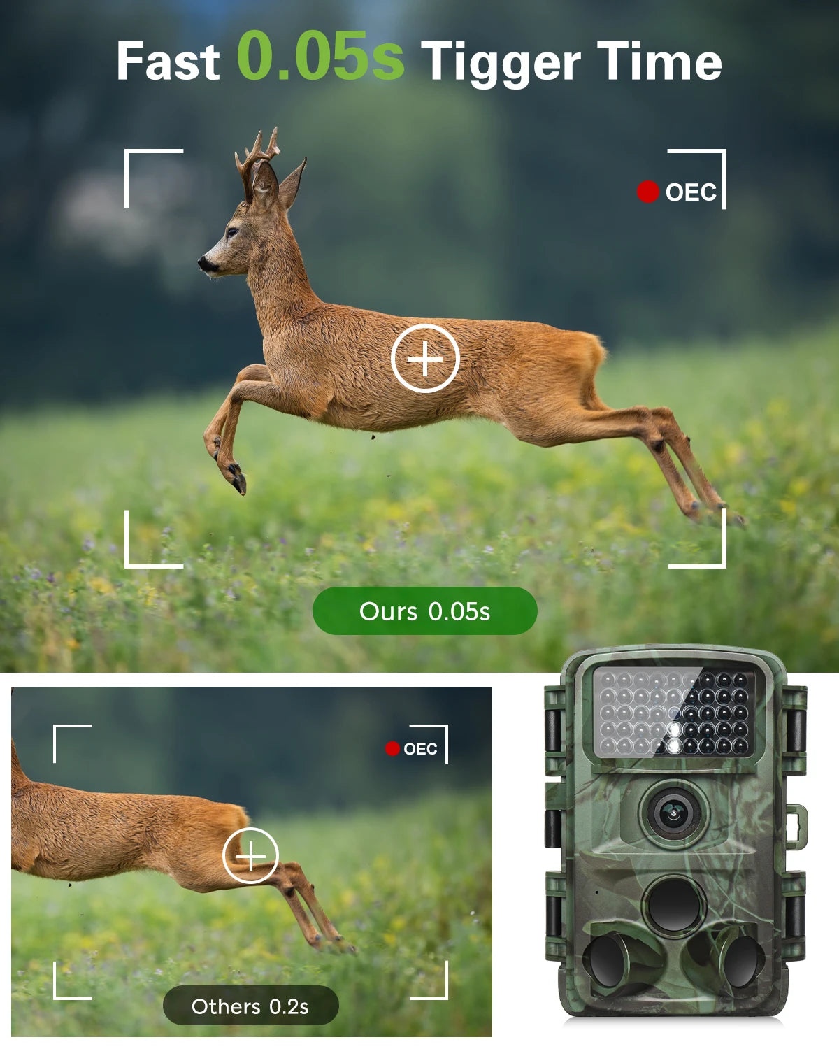 Trail Camera 4K 32MP Night Photo Video Multifunction Outdoor Hunting Animal Observation Monitor IP66 Waterproof Hunting Camera