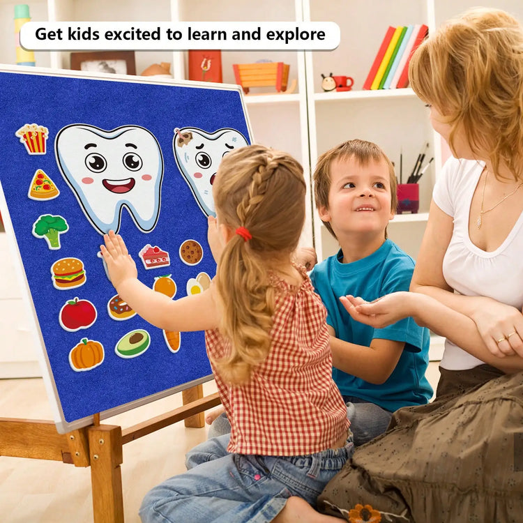 22Pcs Kids Dental Health Felt Set Oral Hygiene Food Sorting Educational Toy for Home And Classroom Learning