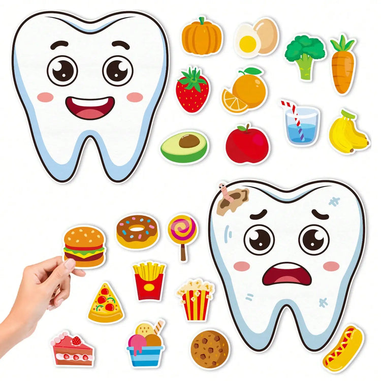 22Pcs Kids Dental Health Felt Set Oral Hygiene Food Sorting Educational Toy for Home And Classroom Learning