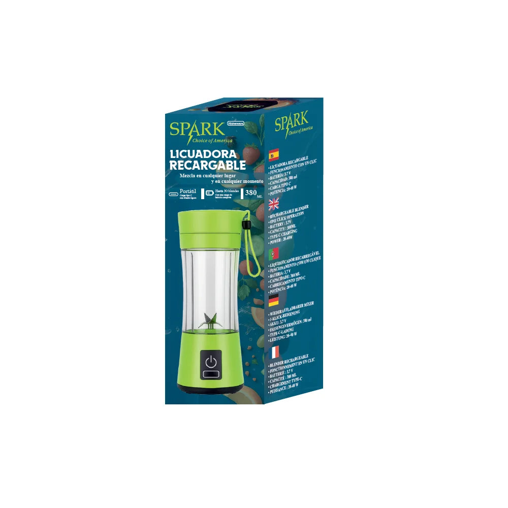 Spark - Rechargeable Blender for Juices, Shakeyes and Smoothies, Portable, 380 Ml, 4 Colors Available, Silent, Ergonomic and Elegant.