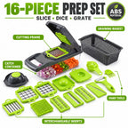 Effortless Multi-Functional Vegetable Chopper with 7 Interchangeable Blades, Quick & Uniform Dicing, Slicing, Grating & Shredding, BPA-Free Kitchen Tool with Container