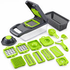 Effortless Multi-Functional Vegetable Chopper with 7 Interchangeable Blades, Quick & Uniform Dicing, Slicing, Grating & Shredding, BPA-Free Kitchen Tool with Container