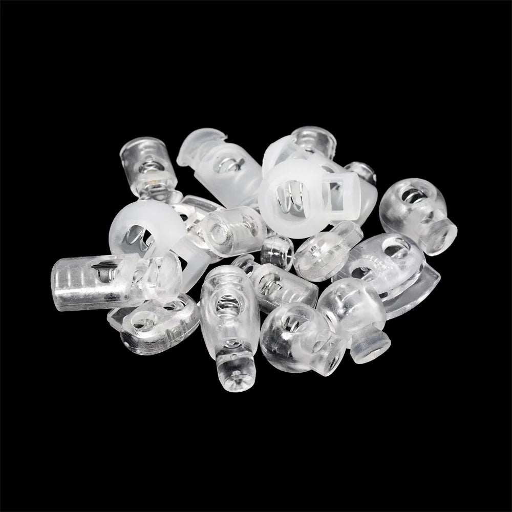 10pcs Cord Lock Plastic Stopper Cord Ends Toggles Clip Buckle Transparent Clear Frost For Shoelace Clothing DIY Bag Accessories