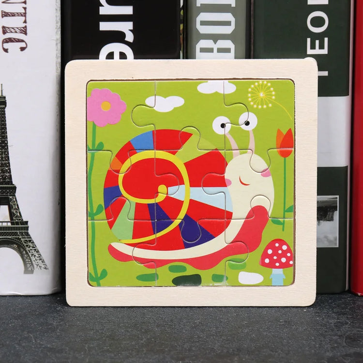 11*11cm 3D Wooden Puzzle Baby Toys Cartoon Animal Traffic Tangram Jigsaw Puzzle Early Learning Educational Toys for Children