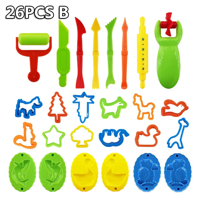 Hot Sale DIY Slime Play Dough Tools Accessories Plasticine Mold Modeling Clay Kit Slime Plastic Set Cutters Moulds Toy for  Kids