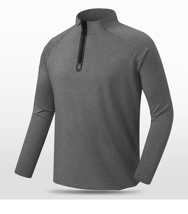 Men's Fall/Winter Half-Zip Long Sleeve Sports Sweatshirt Quick-Drying Training Top for Fitness Running Warm Skin-Friendly for