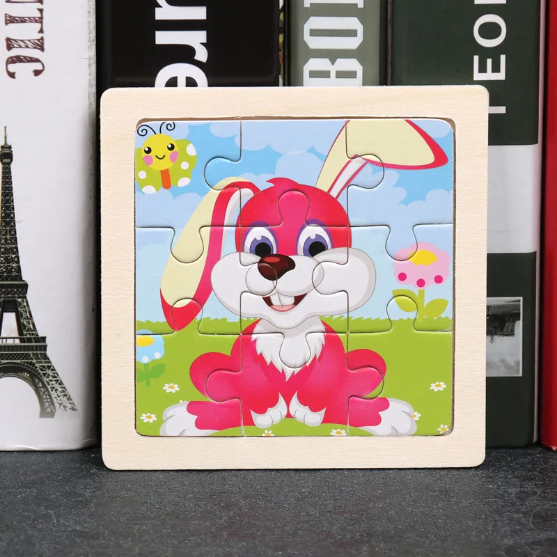 11*11cm 3D Wooden Puzzle Baby Toys Cartoon Animal Traffic Tangram Jigsaw Puzzle Early Learning Educational Toys for Children