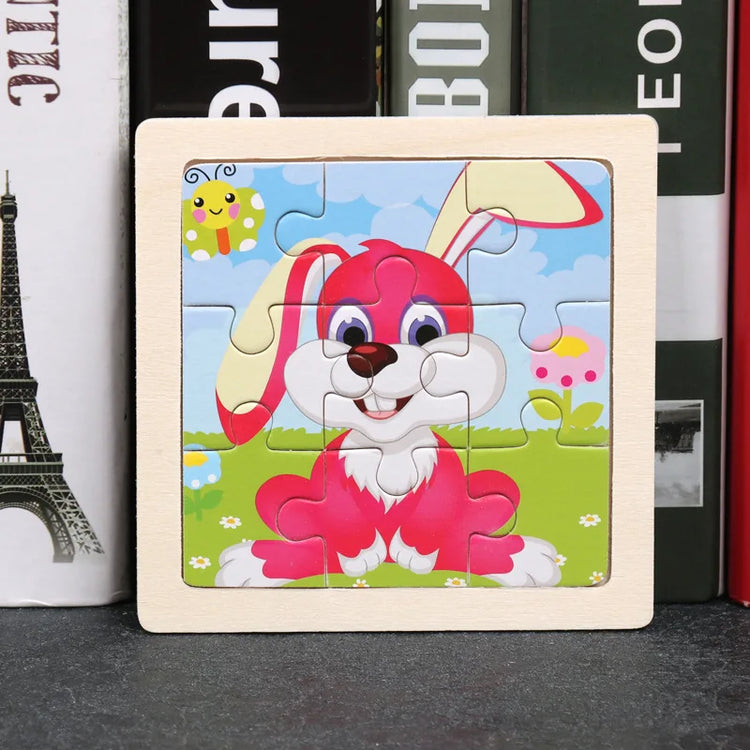 11*11cm 3D Wooden Puzzle Baby Toys Cartoon Animal Traffic Tangram Jigsaw Puzzle Early Learning Educational Toys for Children