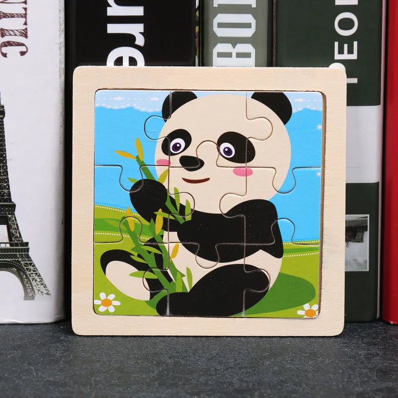 11*11cm 3D Wooden Puzzle Baby Toys Cartoon Animal Traffic Tangram Jigsaw Puzzle Early Learning Educational Toys for Children