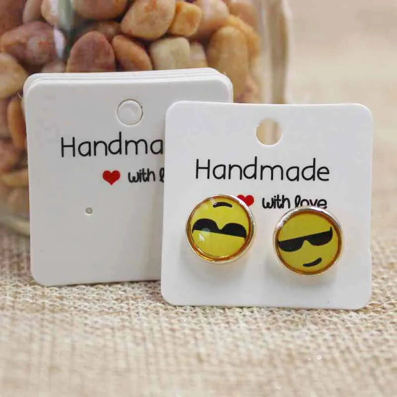 50pc Paper Earring Handmade Style Earring Card 5x5cm/3x3cm/5x9cm/5x6.5cm/5x7cm Brown/White DIY Jewelry Package Card