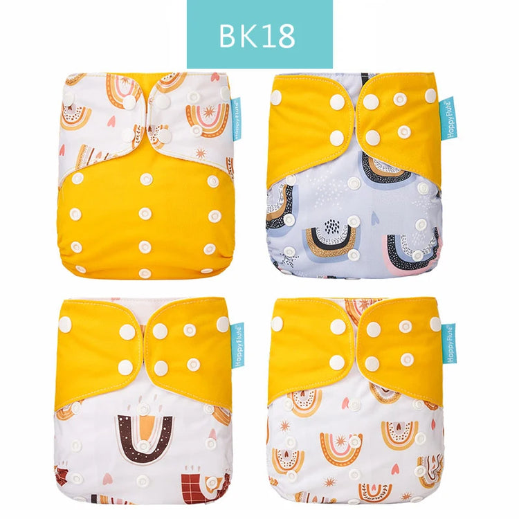 Happyflute New Desig Hot Sale 4Pcs OS Pocket Diaper Washable&Reusable Absorbent Ecological Diaper Cover Adjustable Baby Nappy