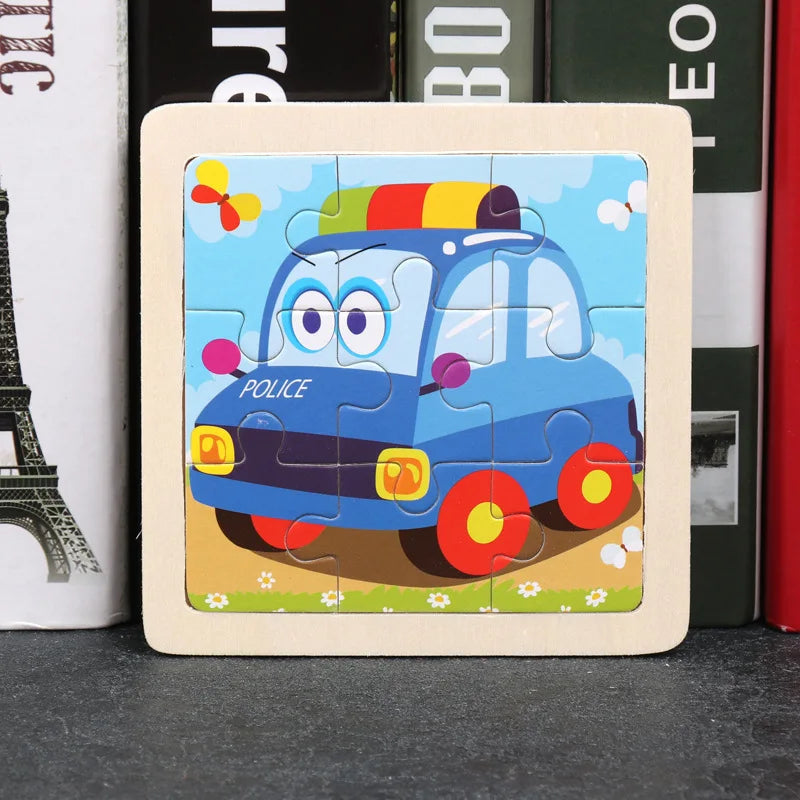 11*11cm 3D Wooden Puzzle Baby Toys Cartoon Animal Traffic Tangram Jigsaw Puzzle Early Learning Educational Toys for Children