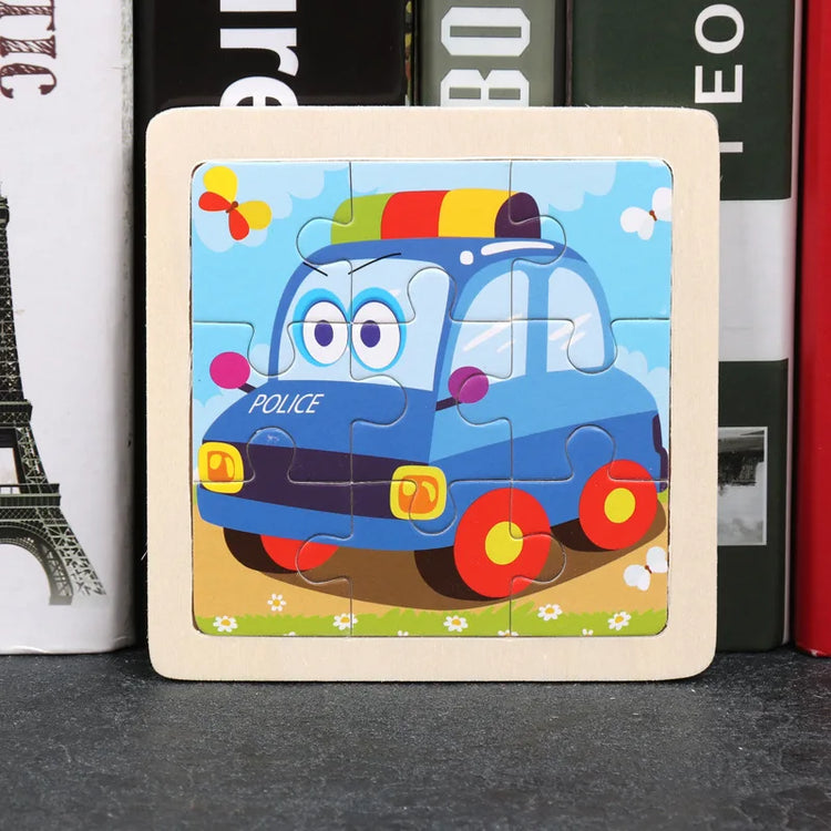11*11cm 3D Wooden Puzzle Baby Toys Cartoon Animal Traffic Tangram Jigsaw Puzzle Early Learning Educational Toys for Children