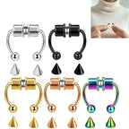 Women Fake Piercing Nose Ring Hoop Septum Piercing Nose Clip Rock HipHoop Stainless Steel Magnet Fashion Body Jewelry Wholesale