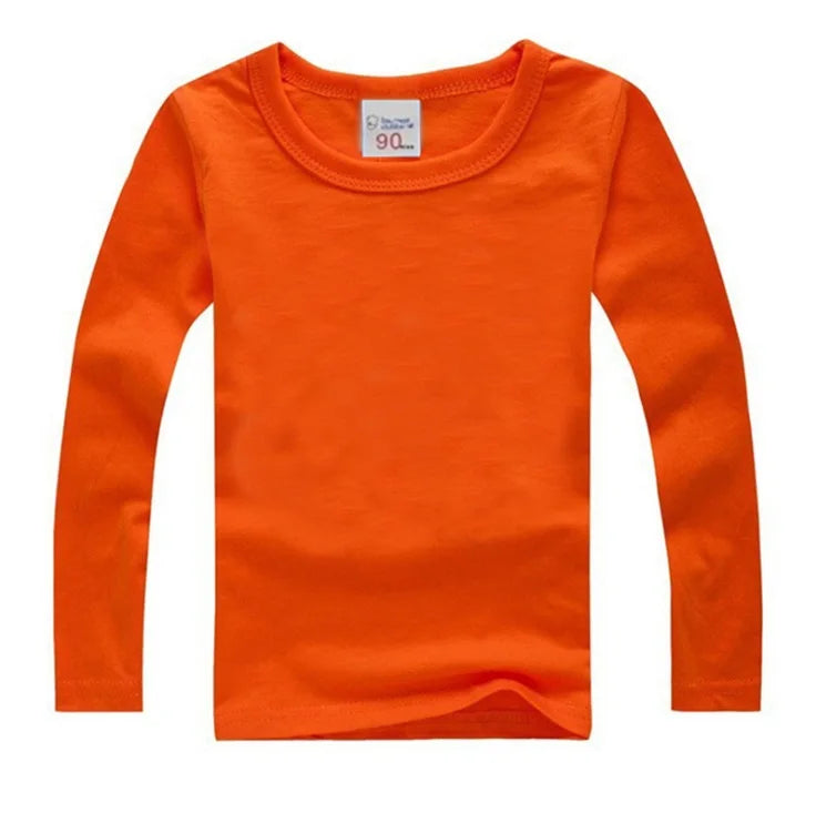 Boys Long Sleeve T Shirts For Children Spring Autumn pure color T-shirt Cotton 1 -15T Kids Clothing Baby Girls Tops Tees Clothes